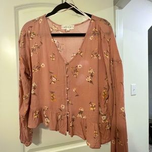 Hippie Rose long sleeve crop top size L